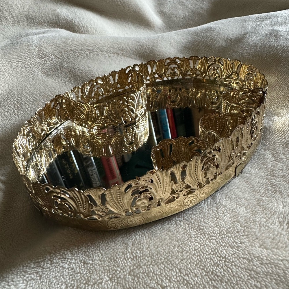 Vintage Regency 1950s Mirrored Vanity Lipstick Holder